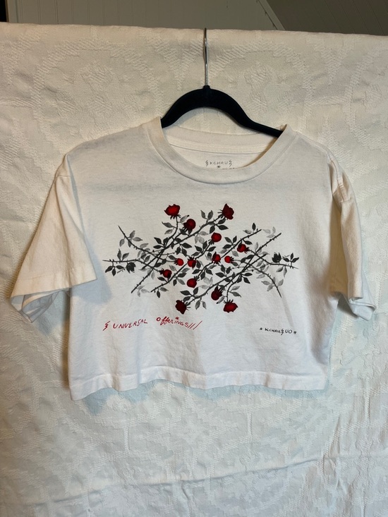 Urban Outfitters x KCHAU 'Universal Offerings' Rose Graphic Crop Tee, Size M - Picture 2 of 6